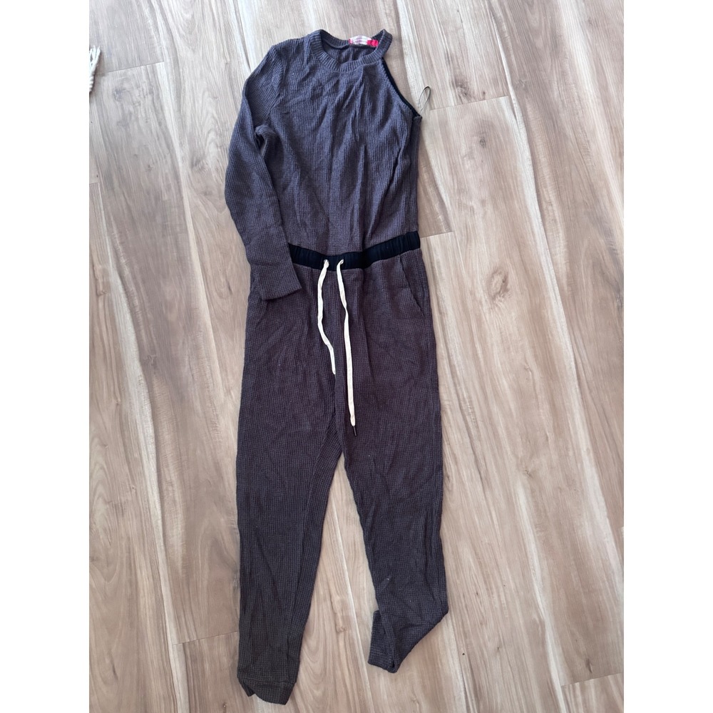n:philanthropy Womens Charcoal One Shoulder Long Sleeve Jumpsuit Jogger M b1 - Picture 3 of 5